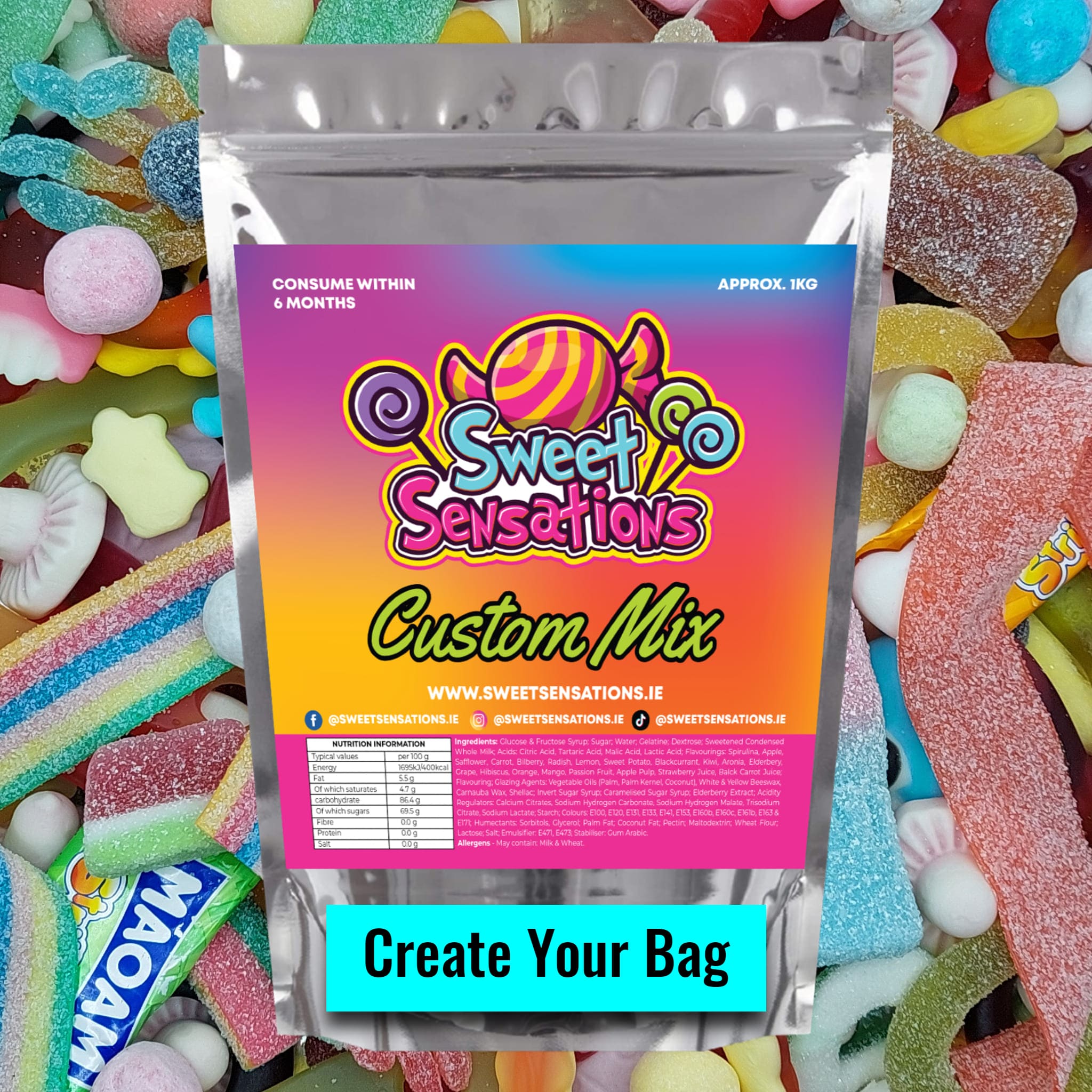 Sweet Sensations Custom Mix 1Kg Sweets Bag