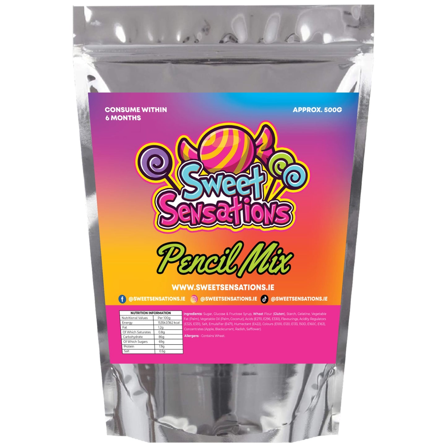 Sweet Sensations Pencil Mix 500g Bag